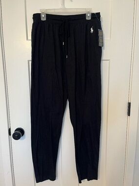 NWT Polo Ralph Lauren 100% Mercerized Cotton Lounge Pajama Pants Black Large Men